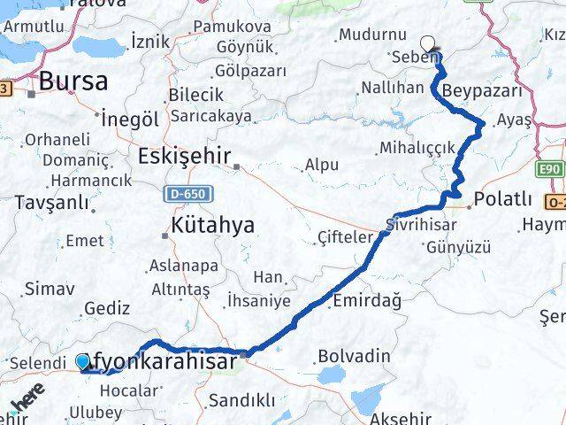 Uşak Kıbrıscık Bolu Arası Kaç Km - Yol Haritası