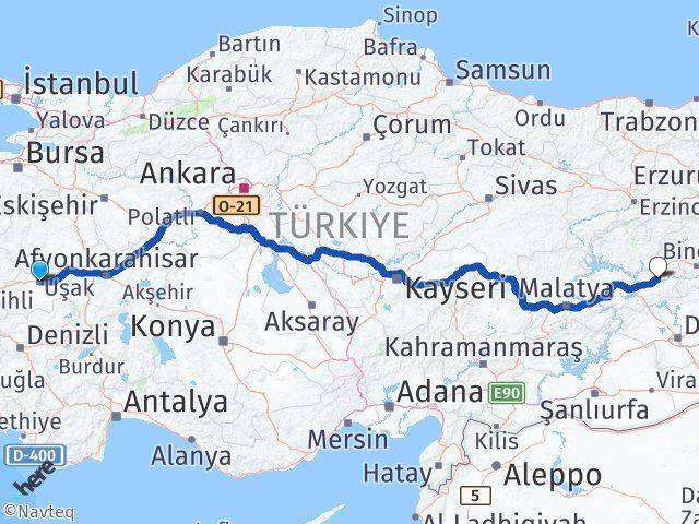 Uşak Kovancılar Elazığ Arası Kaç Km - Yol Haritası