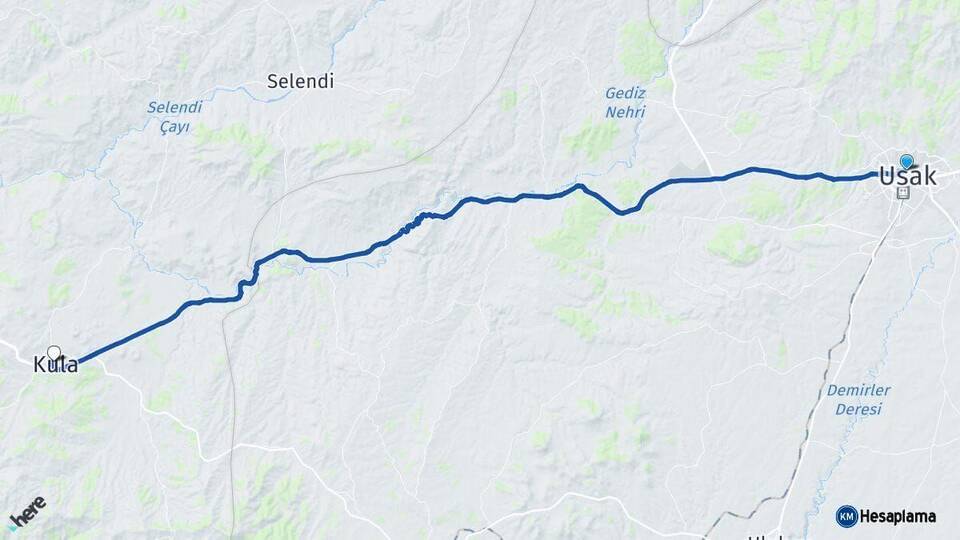 Uşak Kula Manisa Arası Kaç Km - Yol Haritası
