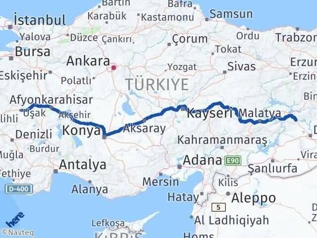 Uşak Maden Elazığ Arası Kaç Km - Yol Haritası