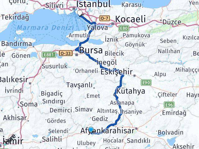 Uşak Maltepe İstanbul Arası Kaç Km - Yol Haritası