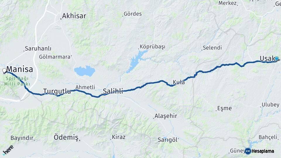 Uşak Manisa Arası Kaç Km - Yol Haritası