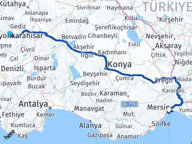 Uşak Mezitli Mersin Arası Kaç Km - Yol Haritası