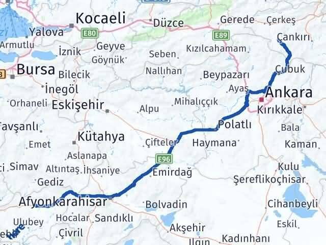 Uşak Orta Çankırı Arası Kaç Km - Yol Haritası