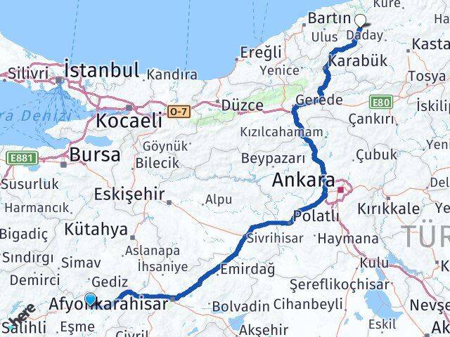 Uşak Pınarbaşı Kastamonu Arası Kaç Km - Yol Haritası