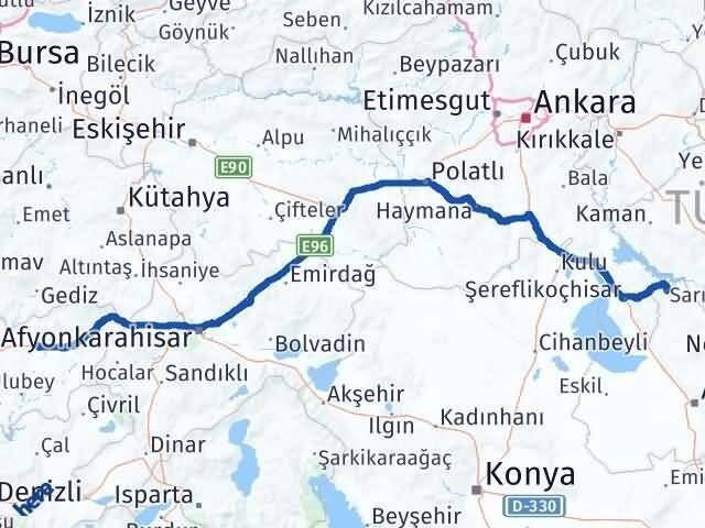 Uşak Sarıyahşi Aksaray Arası Kaç Km - Yol Haritası