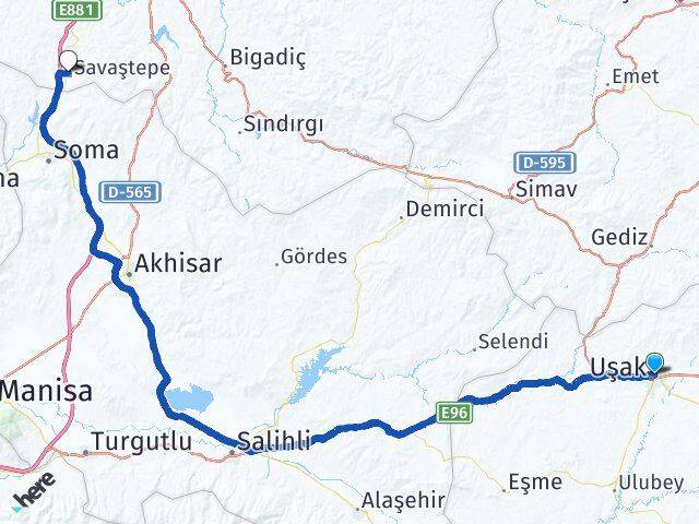 Uşak Savaştepe Balıkesir Arası Kaç Km - Yol Haritası
