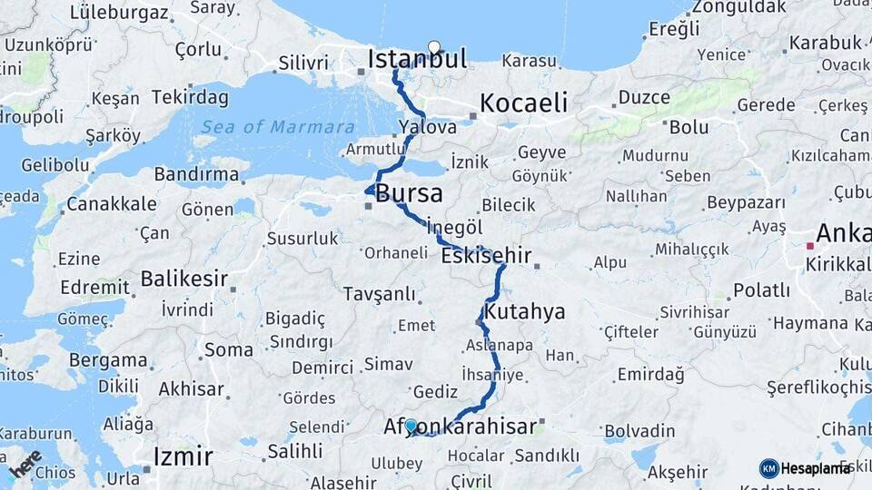 Uşak Şile İstanbul Arası Kaç Km - Yol Haritası