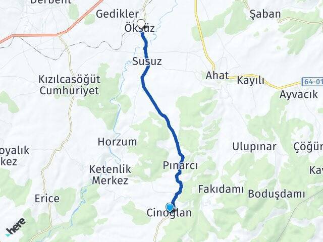 Cinoğlan Öksüz Arası Kaç Km - Yol Tarifi
