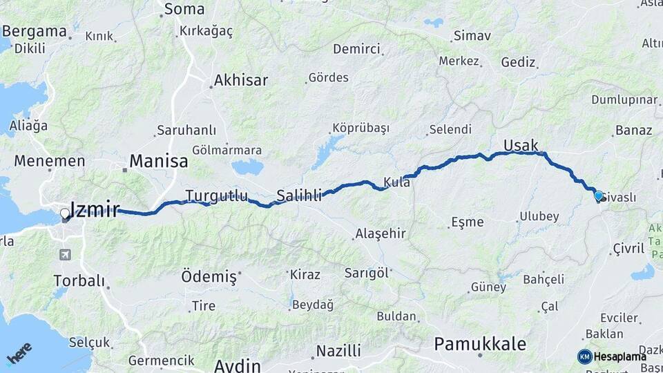 Sivaslı İzmir Arası Kaç Km - Yol Tarifi