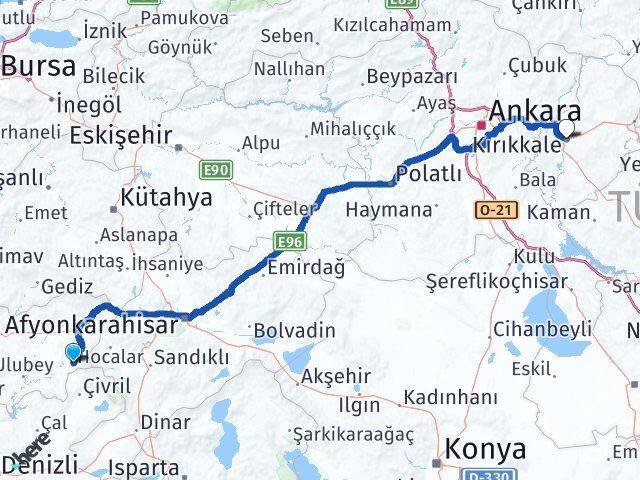 Uşak Sivaslı Kırıkkale Arası Kaç Km - Yol Haritası