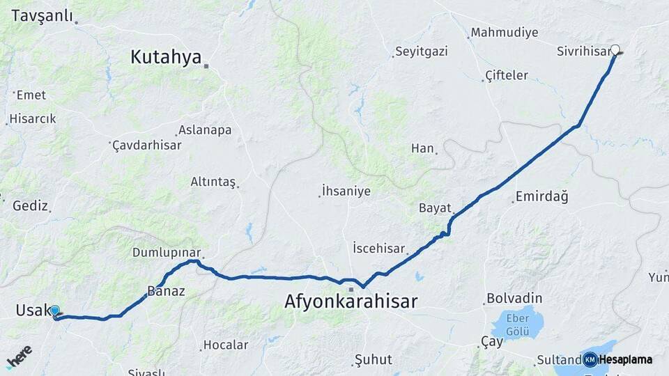 Uşak Sivrihisar Eskişehir Arası Kaç Km - Yol Haritası