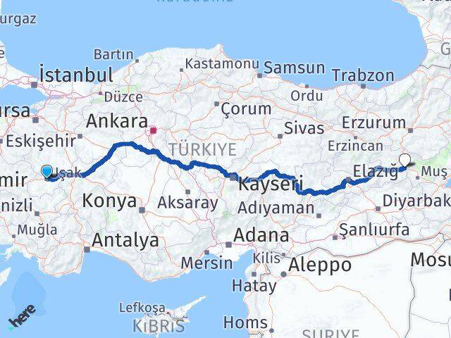 Uşak Solhan Bingöl Arası Kaç Km - Yol Haritası