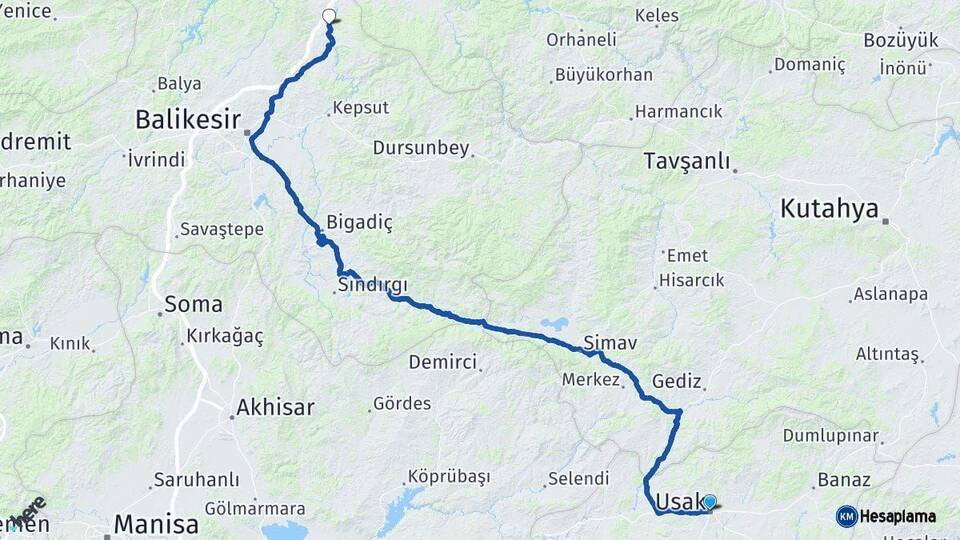 Uşak Susurluk Balıkesir Arası Kaç Km - Yol Haritası