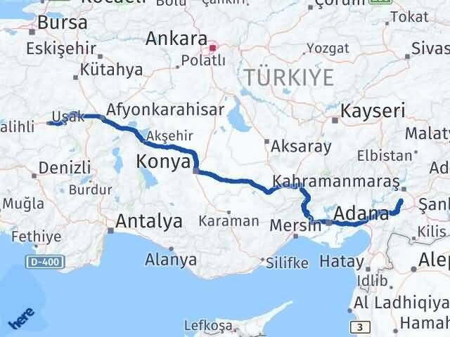 Uşak Türkoğlu Kahramanmaraş Arası Kaç Km - Yol Haritası