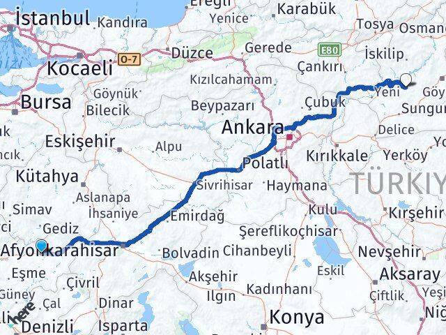 Uşak Uğurludağ Çorum Arası Kaç Km - Yol Haritası