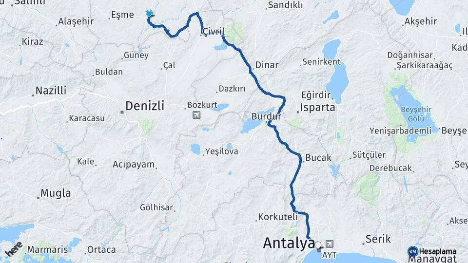 Ulubey Antalya Arası Kaç Km - Yol Tarifi