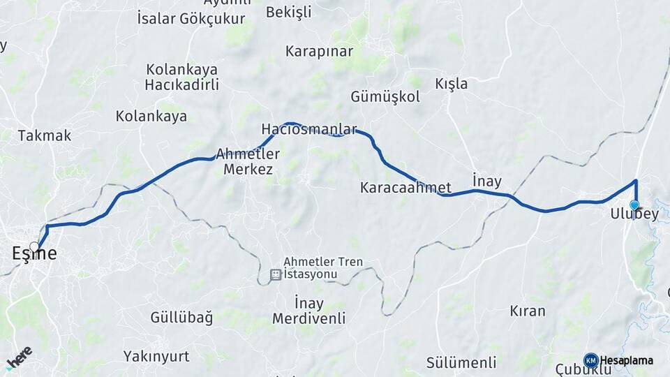 Uşak Ulubey Eşme Arası Kaç Km - Yol Haritası