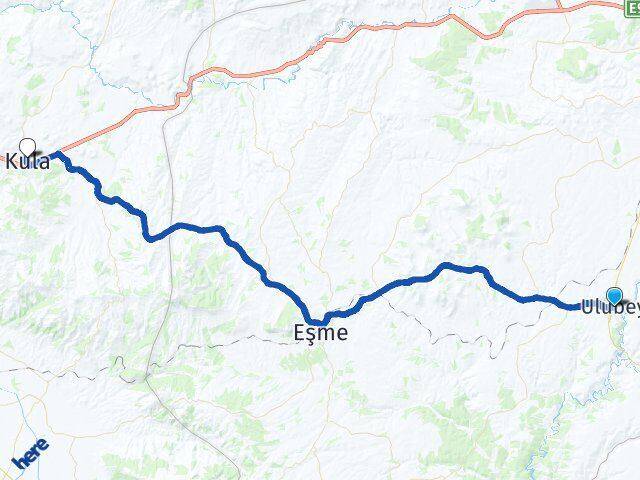 Uşak Ulubey Kula Manisa Arası Kaç Km - Yol Haritası