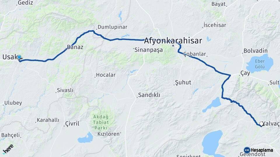 Uşak Yalvaç Isparta Arası Kaç Km - Yol Haritası