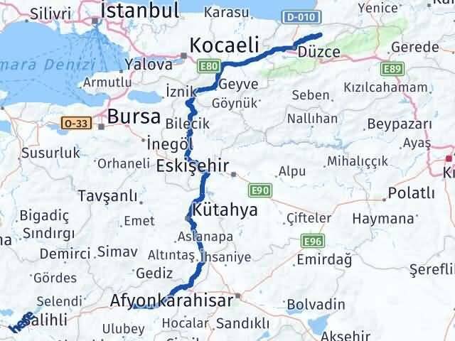 Uşak Yığılca Düzce Arası Kaç Km - Yol Haritası