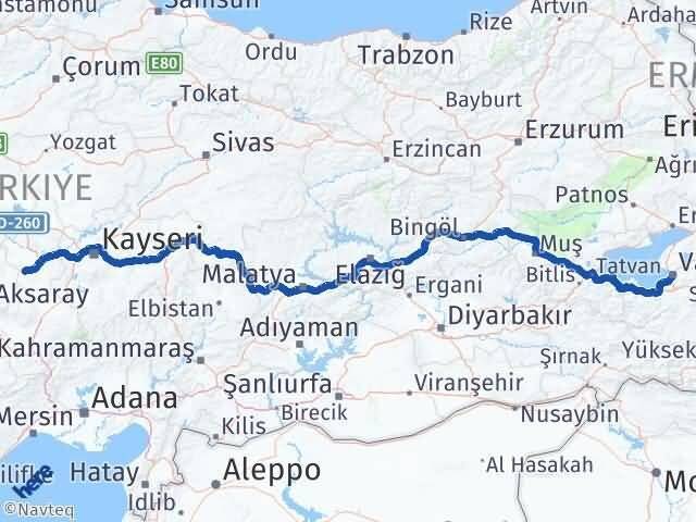 Van Acıgöl Nevşehir Arası Kaç Km - Yol Haritası