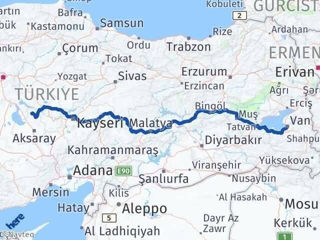 Van Ağaçören Aksaray Arası Kaç Km - Yol Haritası