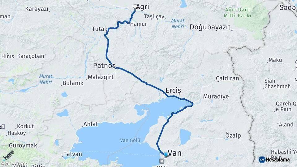 Van Ağrı Arası Kaç Km - Yol Haritası