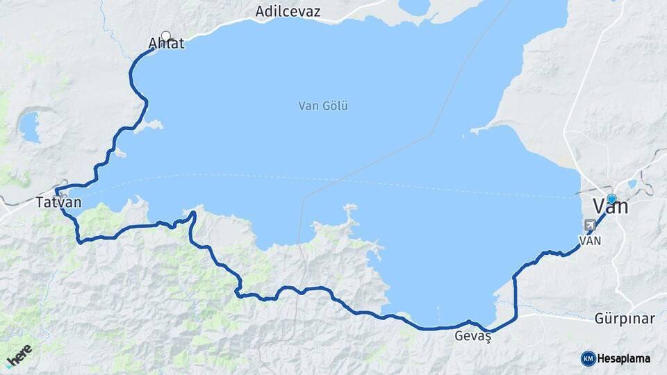 Van Ahlat Bitlis Arası Kaç Km - Yol Haritası