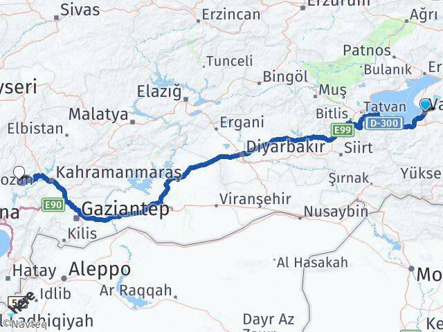 Van Andırın Kahramanmaraş Arası Kaç Km - Yol Haritası