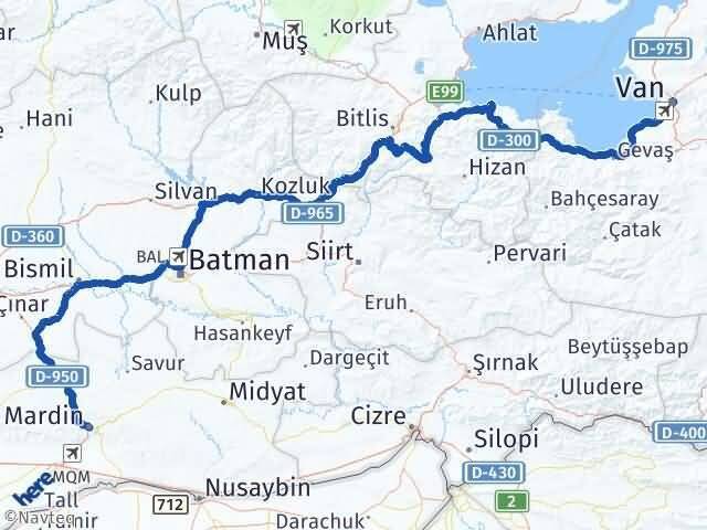 Van Artuklu Mardin Arası Kaç Km - Yol Haritası