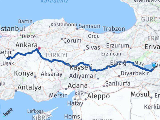 Van Aslanapa Kütahya Arası Kaç Km - Yol Haritası