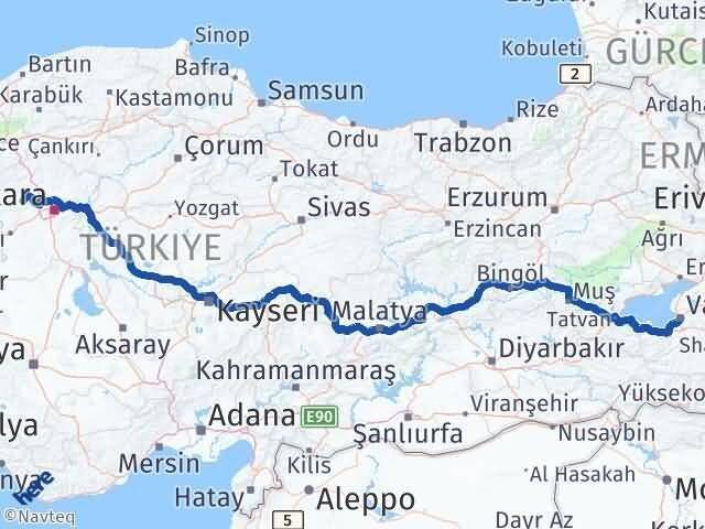 Van Ayaş Ankara Arası Kaç Km - Yol Haritası