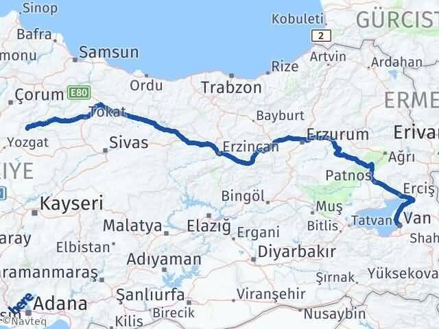 Van Aydıncık Yozgat Arası Kaç Km - Yol Haritası