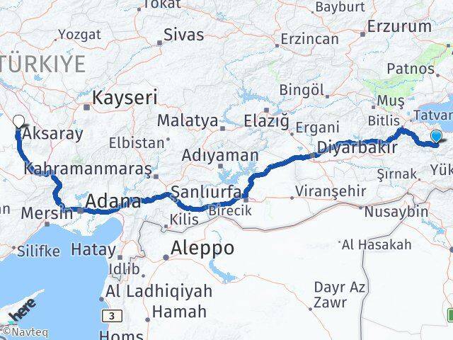 Van Bahçesaray Aksaray Arası Kaç Km - Yol Haritası