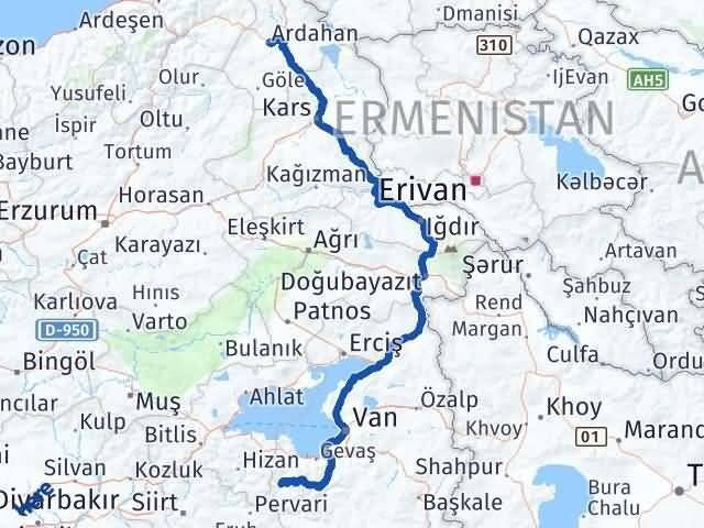 Van Bahçesaray Ardahan Arası Kaç Km - Yol Haritası