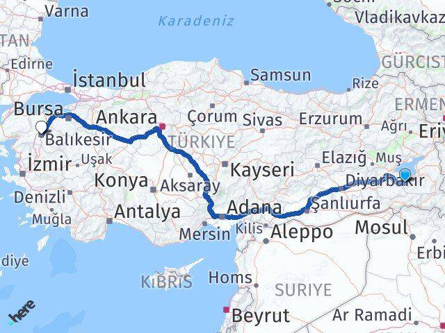 Van Bahçesaray Balıkesir Arası Kaç Km - Yol Haritası