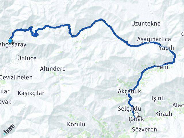 Van Bahçesaray Çatak Arası Kaç Km - Yol Haritası