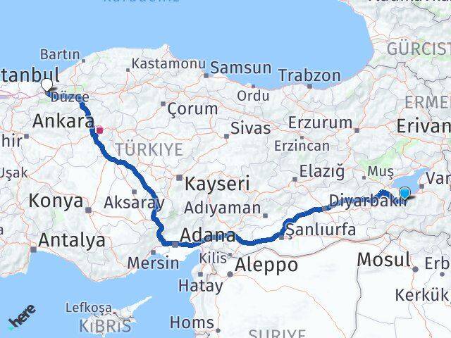 Van Bahçesaray Düzce Arası Kaç Km - Yol Haritası