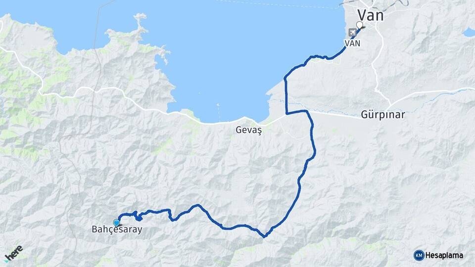 Van Bahçesaray Edremit Arası Kaç Km - Yol Haritası
