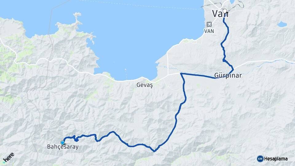 Van Bahçesaray İpekyolu Arası Kaç Km - Yol Haritası
