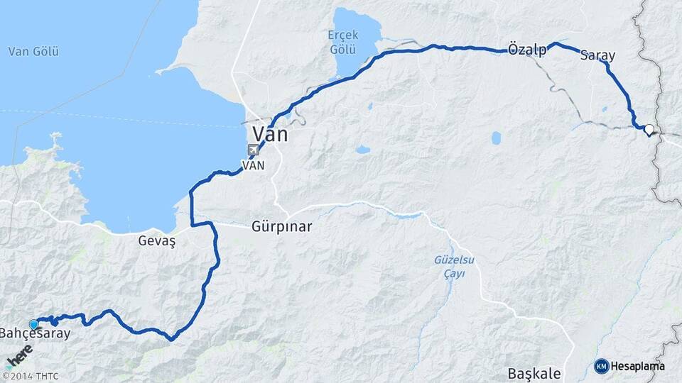 Van Bahçesaray Kapıköy Saray Arası Kaç Km - Yol Haritası