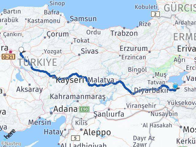 Van Bahçesaray Kırıkkale Arası Kaç Km - Yol Haritası