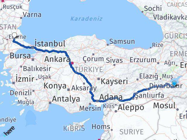 Van Bahçesaray Kırklareli Arası Kaç Km - Yol Haritası