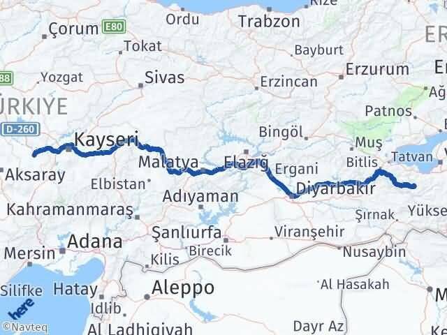Van Bahçesaray Nevşehir Arası Kaç Km - Yol Haritası