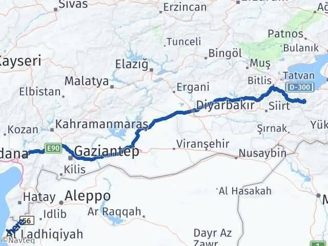 Van Bahçesaray Osmaniye Arası Kaç Km - Yol Haritası