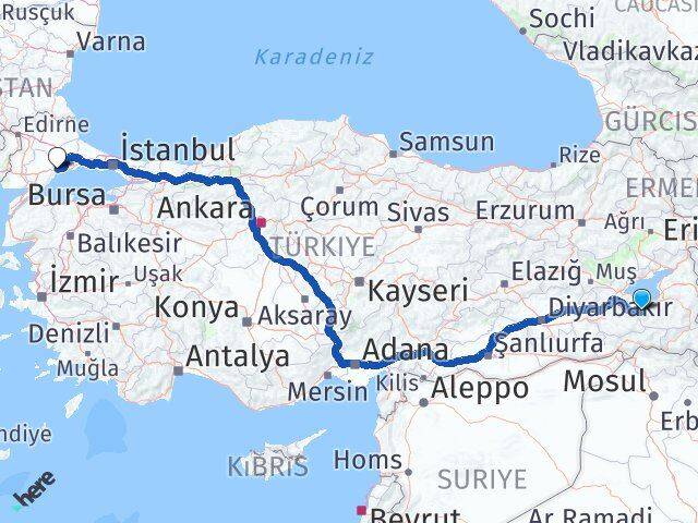 Van Bahçesaray Tekirdağ Arası Kaç Km - Yol Haritası
