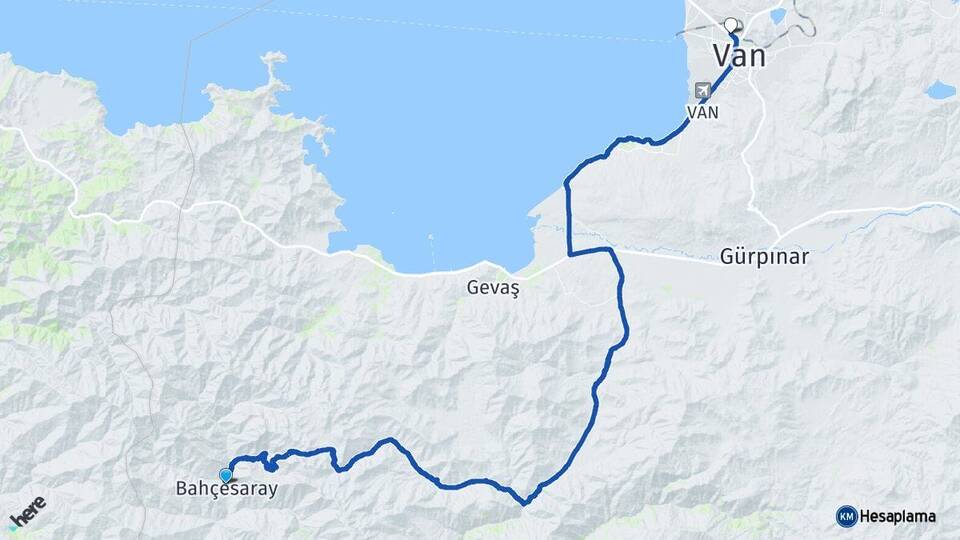 Van Bahçesaray Tuşba Arası Kaç Km - Yol Haritası