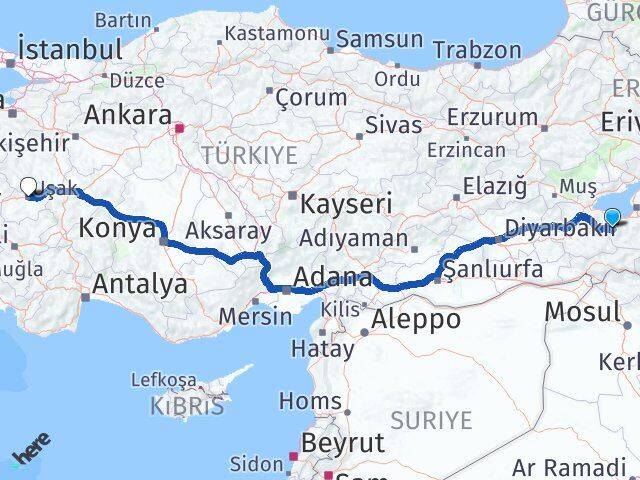 Van Bahçesaray Uşak Arası Kaç Km - Yol Haritası