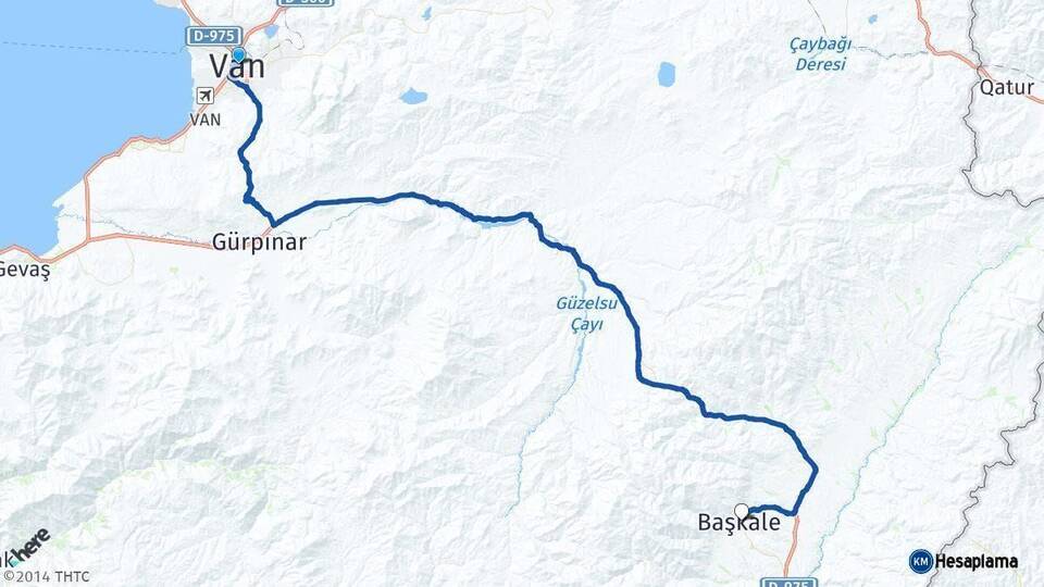 Van Başkale Arası Kaç Km - Yol Haritası